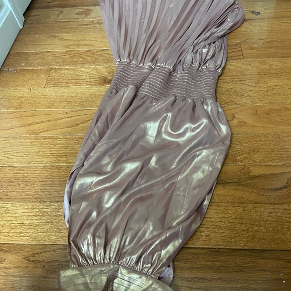 NWOT Ramy Brook Pink Blush Metallic Olana High Neck Evening Midi Dress 6 - Picture 3 of 6